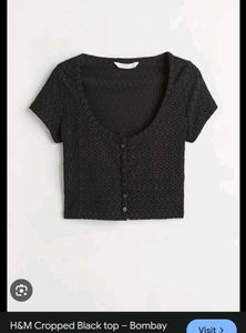 H&M Black Broderie Anglaise Crop Top
