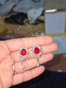 VINTAGE ANTIQUE EARRINGS RED DIAMOND