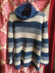 light-weight-knit -Striped Turtleneck/ cowl neck