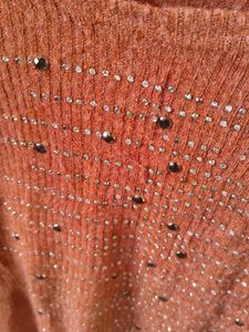 New Rust Embellished Knit Top