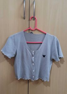 Cute Butterfly Embroidered Crop Top
