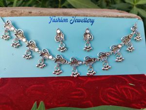 Oxidized Silver Necklace & Earring Set