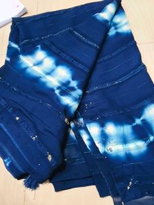Beautiful Blue Saree with Embellishments