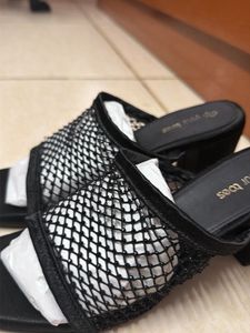 Stylish Black Mesh Block Heels