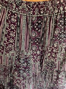New ajrakh print purple Tiered Maxi Skirt/chaniya