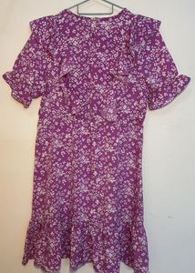 Purple Floral Ruffle Dress