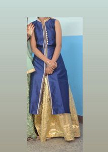 Elegant Royal Blue & Gold Ethnic Dress