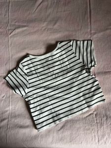 Westside White Horizontal Striped Top Size-L