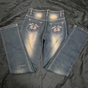 low waist slim Embellished Denim Jeans  y2k