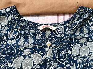 Elegant Blue Floral Print Dress