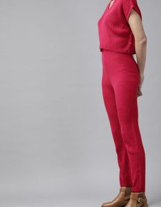 Women red acryclic co-ord set