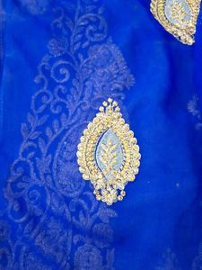 Royal Blue Embroidered Saree