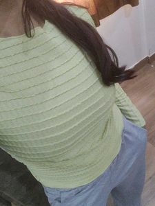 Mint Green Textured Long Sleeve Top