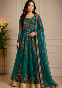 Beautiful Embroidered Teal frock Set…..👗