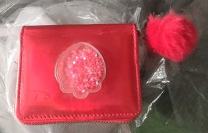 Red Wallet with Pom-Pom