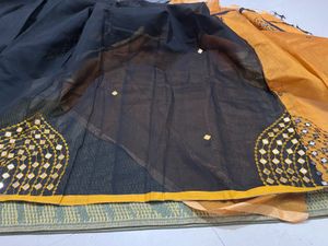 new black with yellow saree