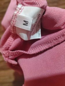 Pink Gathered Peplum Crop Top