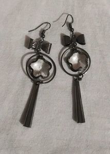 Unique Bow & Flower Dangle Earrings