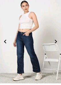 Women's Full Length Rhinestone Mid wash Jeans