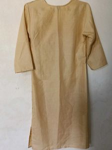 Elegant Beige Kurta with Red Tree Print