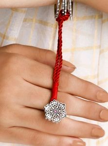 Giva 925 Sterling Silver Oxidised Pop Pink Flower Loomba Rakhi