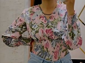 Floral Print Smocked Crop Top