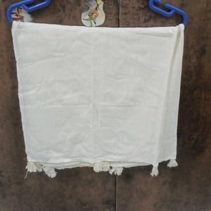 off white khadi stole cum dupaata with tassels at the end. no flaw not used at all