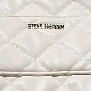 White Quilted Chain Shoulder Bag Steve Madden