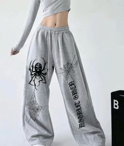 Graphic spider print Wide Leg Sweatpants baggy