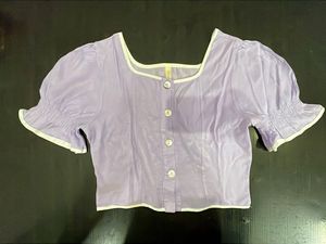 Cute Lavender Puff Sleeve Blouse