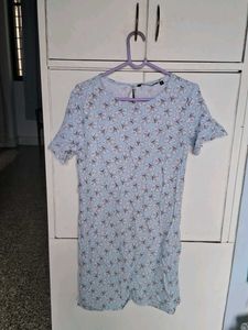 Light Blue Floral Print Mini Dress
