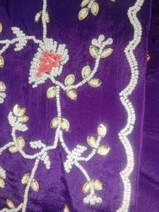 Beautiful Purple Embroidered crop top with plazo j