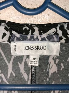 Chic Black &amp; White Abstract Print Top Oversized