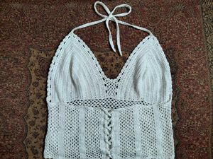 White Crochet Halter Top