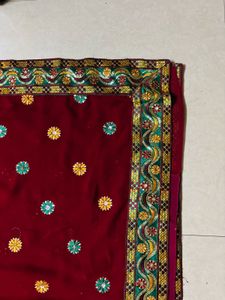 Maroon Embroidered Saree