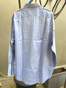 Men's Blue Checkered Dress Shirt