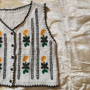 Crocheted Floral Vest