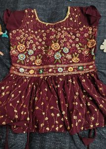 Burgundy Embroidered sharara.