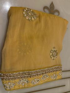 Elegant Yellow Embroidered Saree