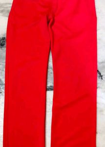 Vibrant Red Wide-Leg Trousers