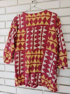 Pure cotton Boho Geometric Print Tunic Top