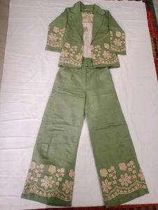 Embroidered Green Western Wear Dress