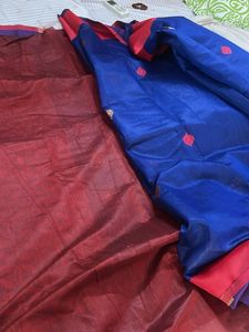 Elegant Royal Blue Saree with blouse piece new one