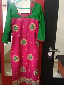 Pink Nd Green Combination Very Beautiful Embroider