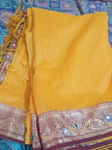 Beautiful Yellow Saree with Embellished Border