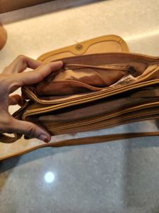 Tan Leather Crossbody Bag with Tassel