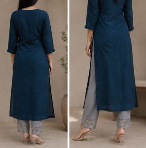 Elegant Teal Kurta Set with Floral Embroidery