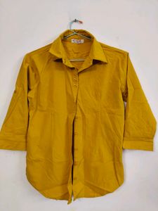 Mustard Yellow Collared Button-Up Shirt