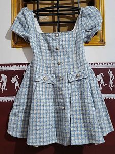 Elegant Tweed mini Dress - Blue