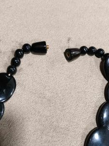 Elegant Black Oval Beaded Necklace